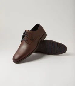 COLORADO Casuals-Valde Dark Brown Pull Up Leather Lace Up Flats