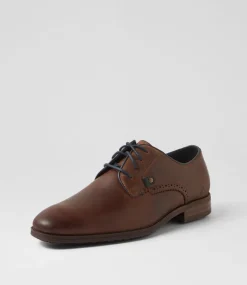 COLORADO Casuals-Valde Dark Brown Pull Up Leather Lace Up Flats