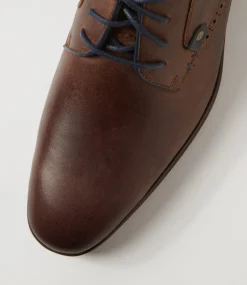 COLORADO Casuals-Valde Dark Brown Pull Up Leather Lace Up Flats