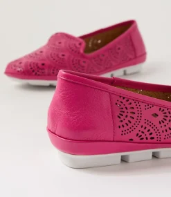 Women SUPERSOFT Comfort|Flats-Valient Fuchsia White Leather Flat Shoes