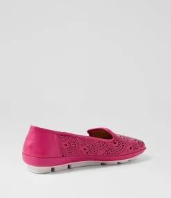 Women SUPERSOFT Comfort|Flats-Valient Fuchsia White Leather Flat Shoes