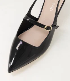 Women TOP END Heels-Vamalia Black Patent Leather Heels