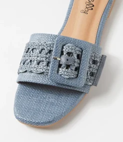 Women I LOVE BILLY Sandals|Flats-Vanrennes Blue Patent Synthetic Sandals