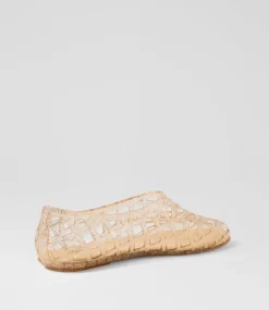 Women I LOVE BILLY Flats-Vantello Clear Nude Glitter Jelly Flat Shoes