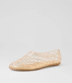 Women I LOVE BILLY Flats-Vantello Clear Nude Glitter Jelly Flat Shoes