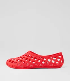 Women I LOVE BILLY Flats-Vantello Red Jelly Flat Shoes