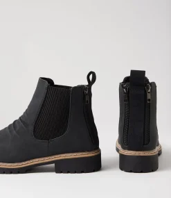 Women I LOVE BILLY Boots-Veleen Black Nubuck Pu Chelsea Boots
