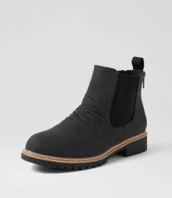 Women I LOVE BILLY Boots-Veleen Black Nubuck Pu Chelsea Boots