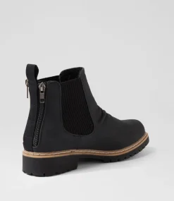 Women I LOVE BILLY Boots-Veleen Black Nubuck Pu Chelsea Boots