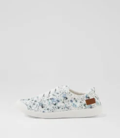 Women BLOWFISH Sneakers-Vex White Blue Floral Canvas Sneakers