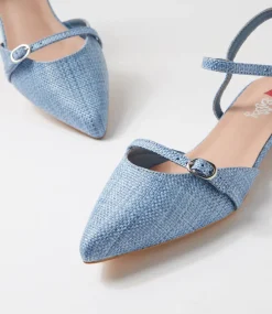 Women I LOVE BILLY Flats-Vinda Blue Synthetic Raffia Flat Shoes
