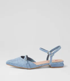 Women I LOVE BILLY Flats-Vinda Blue Synthetic Raffia Flat Shoes