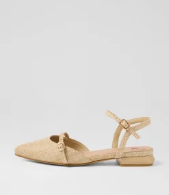 Women I LOVE BILLY Flats-Vinda Natural Synthetic Raffia Flat Shoes