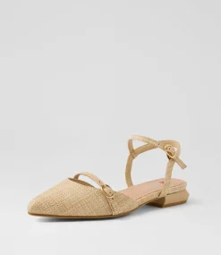Women I LOVE BILLY Flats-Vinda Natural Synthetic Raffia Flat Shoes