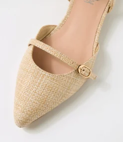 Women I LOVE BILLY Flats-Vinda Natural Synthetic Raffia Flat Shoes