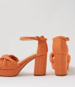 Women TOP END Heels|Sandals-Voday Orange Synthetic Raffia Sandals