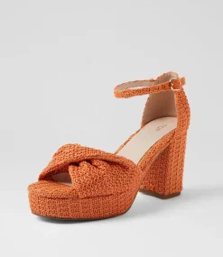 Women TOP END Heels|Sandals-Voday Orange Synthetic Raffia Sandals