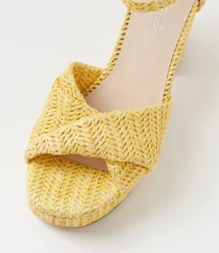 Women TOP END Heels|Sandals-Voday Yellow Synthetic Raffia Sandals