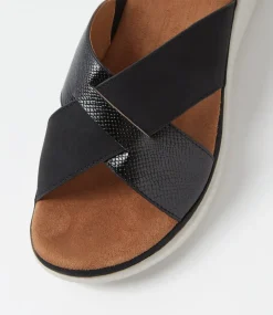 Women I LOVE BILLY Flats|Sandals-Vrenkie Black Snake Sandals