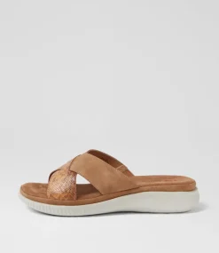 Women I LOVE BILLY Flats|Sandals-Vrenkie Tan Snake Sandals