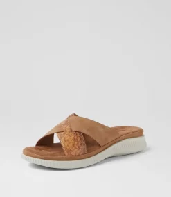 Women I LOVE BILLY Flats|Sandals-Vrenkie Tan Snake Sandals