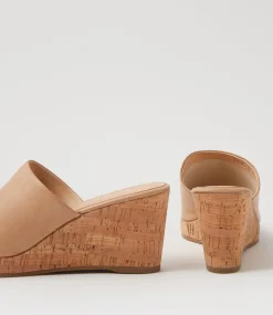Women TOP END Heels|Sandals-Walars Latte Leather Sandals