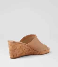 Women TOP END Heels|Sandals-Walars Latte Leather Sandals
