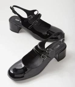 Women TOP END Heels-Warel Black Patent Leather Heels