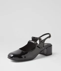 Women TOP END Heels-Warel Black Patent Leather Heels