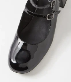 Women TOP END Heels-Warel Black Patent Leather Heels