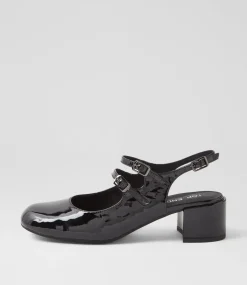 Women TOP END Heels-Warel Black Patent Leather Heels