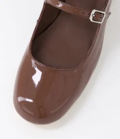 Women TOP END Heels-Warel Milk Choc Patent Leather Heels