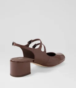Women TOP END Heels-Warel Milk Choc Patent Leather Heels