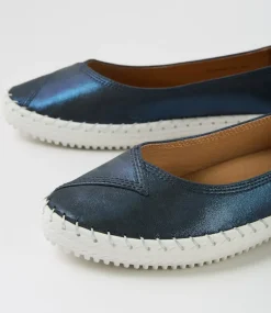 Women SUPERSOFT Comfort|Flats-Waverley Navy Shimmer Leather Flat Shoes
