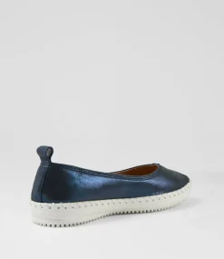 Women SUPERSOFT Comfort|Flats-Waverley Navy Shimmer Leather Flat Shoes