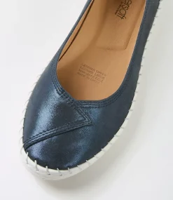 Women SUPERSOFT Comfort|Flats-Waverley Navy Shimmer Leather Flat Shoes