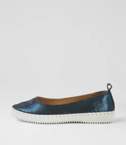 Women SUPERSOFT Comfort|Flats-Waverley Navy Shimmer Leather Flat Shoes