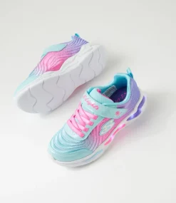 SKECHERS Sport School Shoes-Wavy Beams Oe Junior Mint Multi Fabric Sneakers