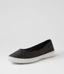 Women SUPERSOFT Flats-Wayson Black Leather Ballet Flats