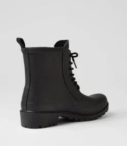 Women COLORADO Boots|Comfort-Wells Black Lace Up Gumboots