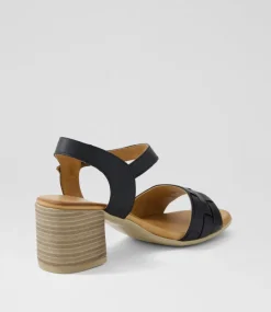 Women DIANA FERRARI Heels|Sandals-Whells Black Leather Sandals