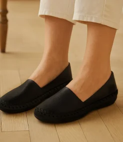 Women SUPERSOFT Comfort|Flats-Whitnei Black Leather Flat Shoes