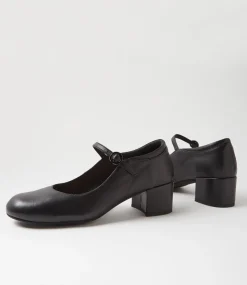Women TOP END Mary Janes|Heels-Wiseley Black Leather Mary Jane Heels