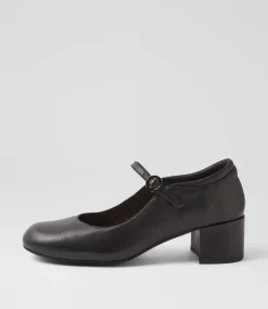 Women TOP END Mary Janes|Heels-Wiseley Black Leather Mary Jane Heels