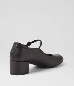 Women TOP END Mary Janes|Heels-Wiseley Black Leather Mary Jane Heels