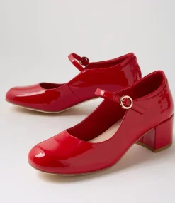 Women TOP END Mary Janes|Heels-Wiseley New Red Patent Leather Mary Jane Heels