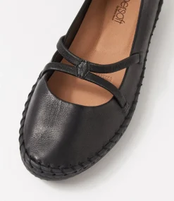 Women SUPERSOFT Comfort|Mary Janes-Wonderful Black Leather Flat Shoes