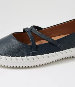 Women SUPERSOFT Comfort|Mary Janes-Wonderful Navy Leather Flat Shoes