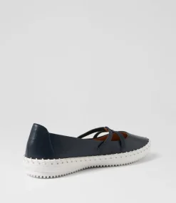 Women SUPERSOFT Comfort|Mary Janes-Wonderful Navy Leather Flat Shoes