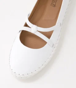 Women SUPERSOFT Comfort|Mary Janes-Wonderful White Leather Flat Shoes